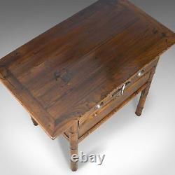 Oriental Side Table, Chinese Elm Cabinet, Late 20th Century