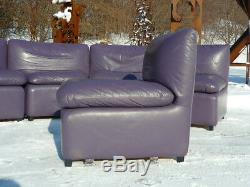 Original 6pc Arconas Leather Sectional Late 20th Century Modern Mourgue Era