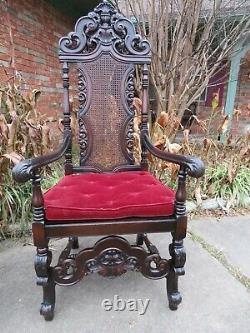 Outstanding Antique Jacobean Throne / Arm Chair Possible Late 1800s Early 1900s