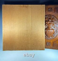 PAIR 2 Heavy Antique French Carved Oak Panels from Cabinet or Furniture, Plaques