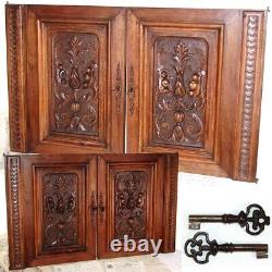 PAIR Antique Victorian Hand Carved Walnut 19 x 15 Cabinet, Furniture Doors