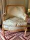 PAIR FINE Louis XVI Style BERGERE CHAIRS TUB late 20th Century CARVED FRAME silk