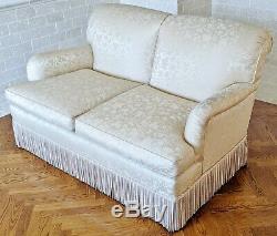 PAIR Fine Late 20th C Antique White Upholstered LOVESEAT / Two Seat SOFA Couch