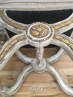 PAIR French Louis XVI Gilt Wood Ottomans Stools Late 19th C to Early 20th C