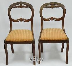 PAIR OF LATE 19c ANTIQUE HEAVILY CARVED FLORAL PARLOR SIDE CHAIRS