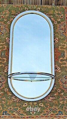 Pace Racetrack Arched Chrome and Brass Plated Wall Mirror Vintage