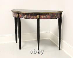 Painted Hepplewhite Style Fruit Motif Demilune Console Table