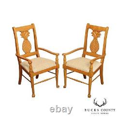 Pair Carved Pineapple Back Armchairs