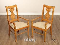 Pair Carved Pineapple Back Armchairs