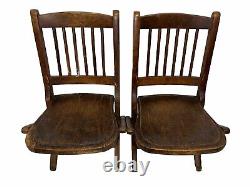 Pair Of Antique Readsboro Wood Childs Folding Chair Primitive Late 1800s