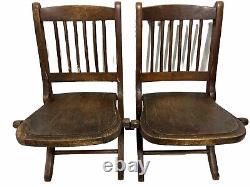 Pair Of Antique Readsboro Wood Childs Folding Chair Primitive Late 1800s