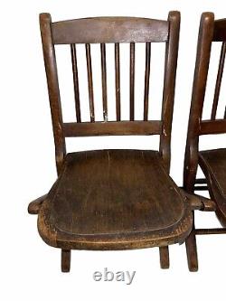 Pair Of Antique Readsboro Wood Childs Folding Chair Primitive Late 1800s