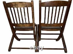 Pair Of Antique Readsboro Wood Childs Folding Chair Primitive Late 1800s