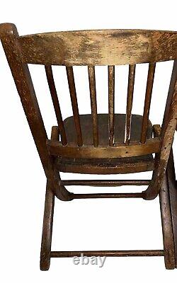 Pair Of Antique Readsboro Wood Childs Folding Chair Primitive Late 1800s