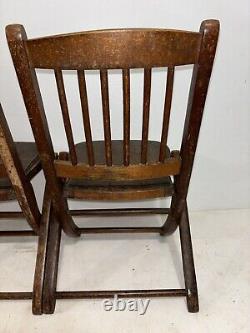 Pair Of Antique Readsboro Wood Childs Folding Chair Primitive Late 1800s