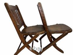 Pair Of Antique Readsboro Wood Childs Folding Chair Primitive Late 1800s