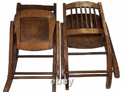 Pair Of Antique Readsboro Wood Childs Folding Chair Primitive Late 1800s