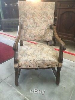 Pair Of Late 19th Century French Louise Xlll Style Armchair In Walnut