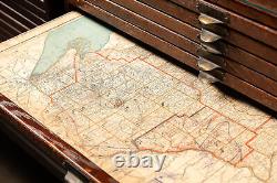 Pair Of Late 19th Century Map Cabinets with Period-Appropriate Maps