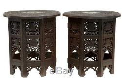 Pair Of Late 19th Century Octagonal Hardwood Indian Occasional Tables
