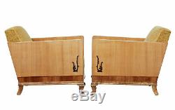 Pair Of Late Art Deco Elm And Birch Club Armchairs