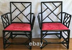 Pair of Armchairs. English Chinoiserie Black Lacquer and Gold Late 19th Century