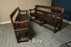 Pair of French Oak Benches Late 19th Century, antique, vintage, original