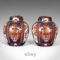 Pair of Imari Ginger Jars, Porcelain Spice Jars, mid-late 20th century