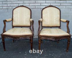 Pair of Late 18th Century French Berger Arm Chairs, Newly Upholstered & Restored