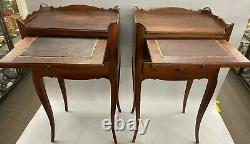 Pair of Late 19th c French Walnut Side Tables with Candle Slides