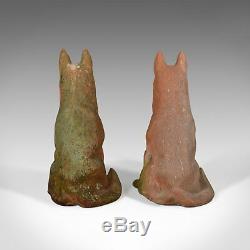Pair of Life Size Terracotta Alsatian Dogs, German Shepherds, Late C20th