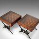 Pair of Vintage Asian Side Tables, Heavy, Carved, Teak, Coffee, Glass Late C20th