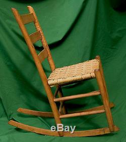PickUpOnly Late 1800s Mule Ear Ladder Back Sewing Rocker Chair