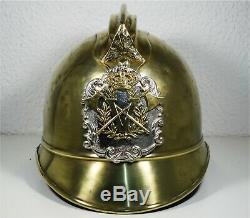 Portuguese Firefighter Helmet In Brass Late 19th Century Ornate