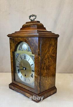 Premier 1940s Elliott of London Mantel Clock Circassian Walnut 8-Day Dual Chime