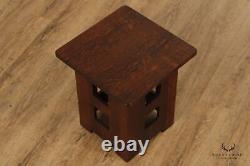 Quality Mission Style Oak Tabouret Side Table