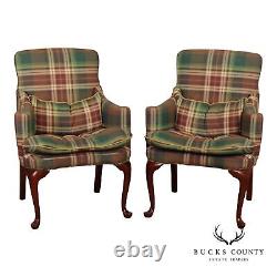 Queen Anne Style Pair of Mahogany Armchairs