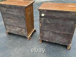 RARE Antique pr Italian diminutive 3 drawer chests late Renaissance style c1700