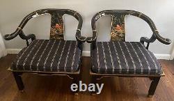 RARE James Mont Century Chinoiserie Ming Black Lacquer Brass Pam Bolick Armchair