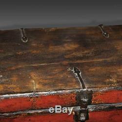 Rare Antique Wood Trunk Elephant Monkey Tibet Chinese Furniture Late 18th C