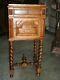 Rare French walnut barley twist marble top stand probably late 1800's