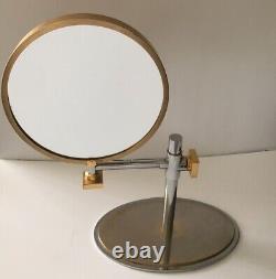 Rare KARL SPRINGER Vanity/Table Mirror Adjustable Arm Chrome & Brass (Read)