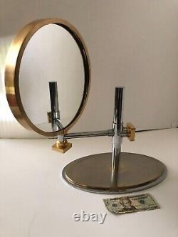 Rare KARL SPRINGER Vanity/Table Mirror Adjustable Arm Chrome & Brass (Read)