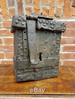 Rare Late 15th Century Medieval Period English Antique Iron Bound Offertory Box