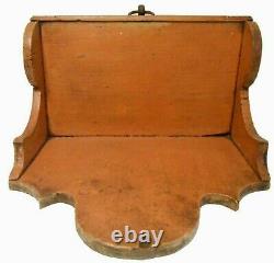 Rare Late 18th C American Chippendale Antique Salmon Pntd 1-drwr Fancy Wd Shelf