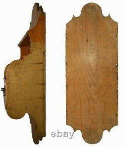 Rare Late 18th C American Chippendale Antique Salmon Pntd 1-drwr Fancy Wd Shelf