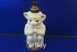 Rare Late 19th Century Porcelain Cat Oil Lamp Base circa 1887