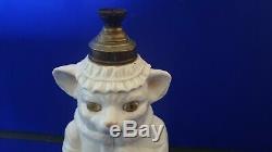 Rare Late 19th Century Porcelain Cat Oil Lamp Base circa 1887