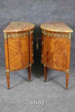 Rare Pair 19th Century French Louis XVI Style Breche D' Alep Marble Commodes