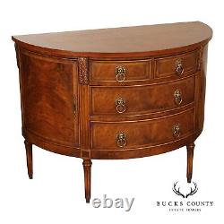 Regency Style Burl Walnut Demilune Commode